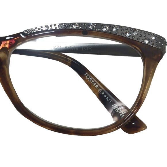 +1.00 FOSTER GRANT Reading Glasses GLAM Crystals Brown Tortoiseshell Frame - Picture 9 of 15